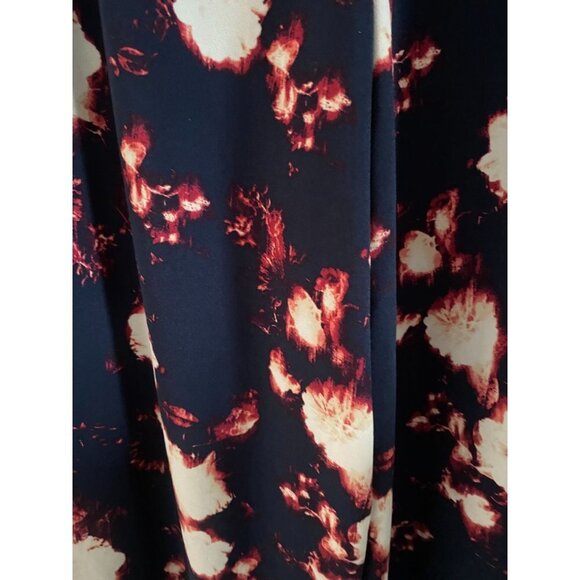 Tildon Navy Blue Floral Boho Flowy Wide Leg Side Zip Pant 4 - Picture 3 of 8